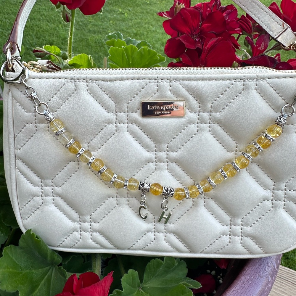Handcrafted purse chain personalize initials Genuine gemstones bag not included - Picture 3 of 5